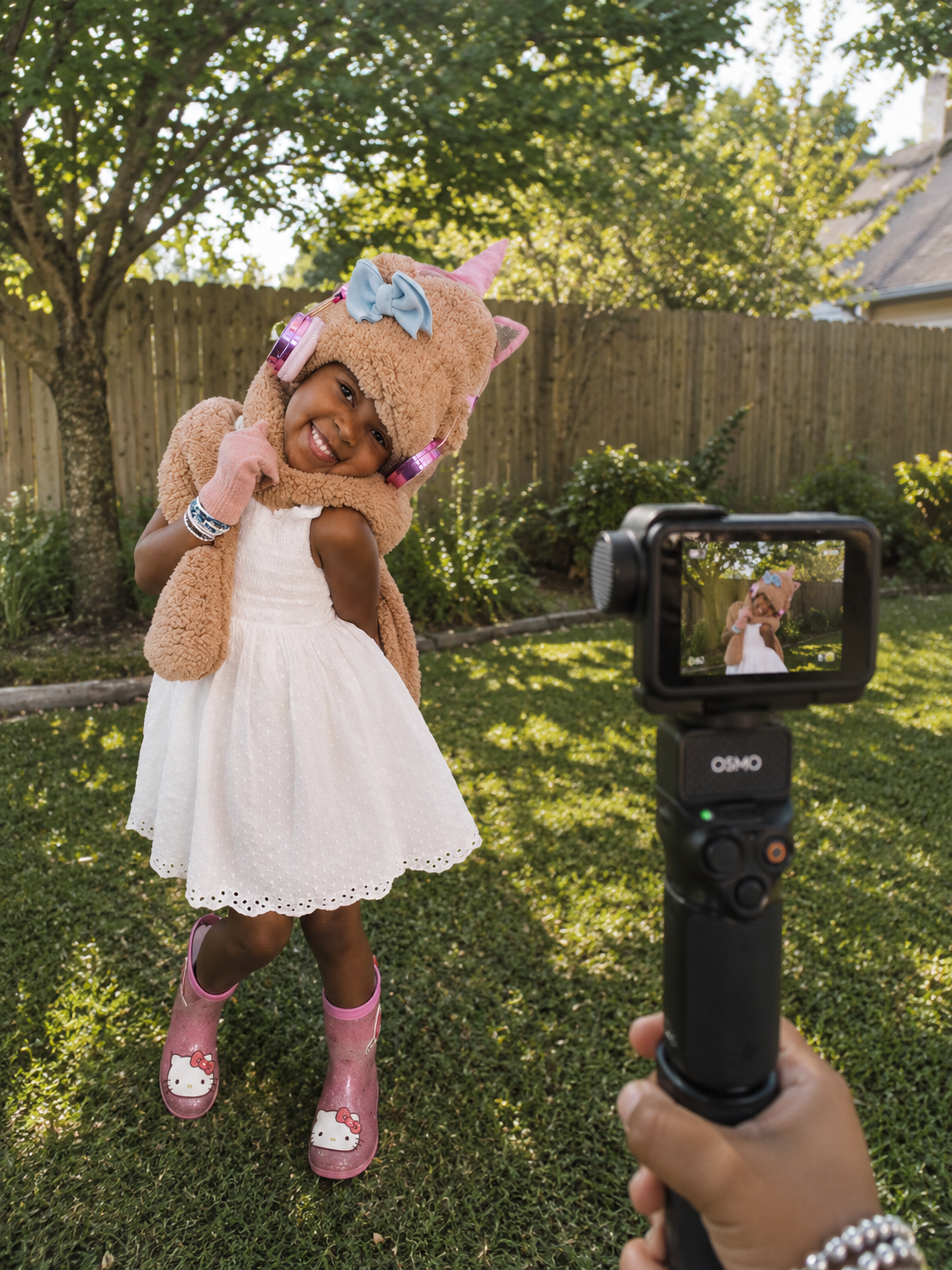 Kids filming with a vlog camera